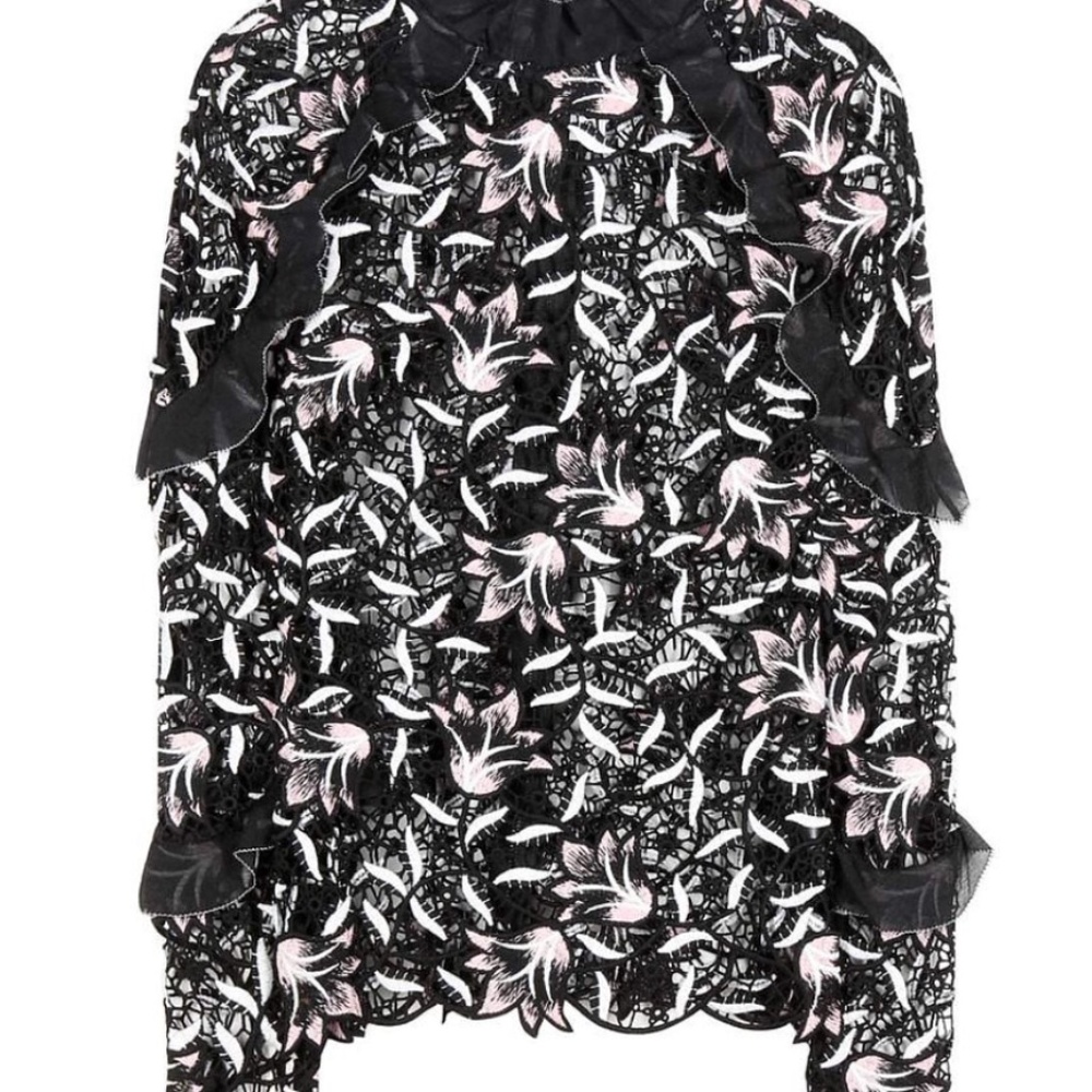Self-Portrait Floral Lace High Neck Top